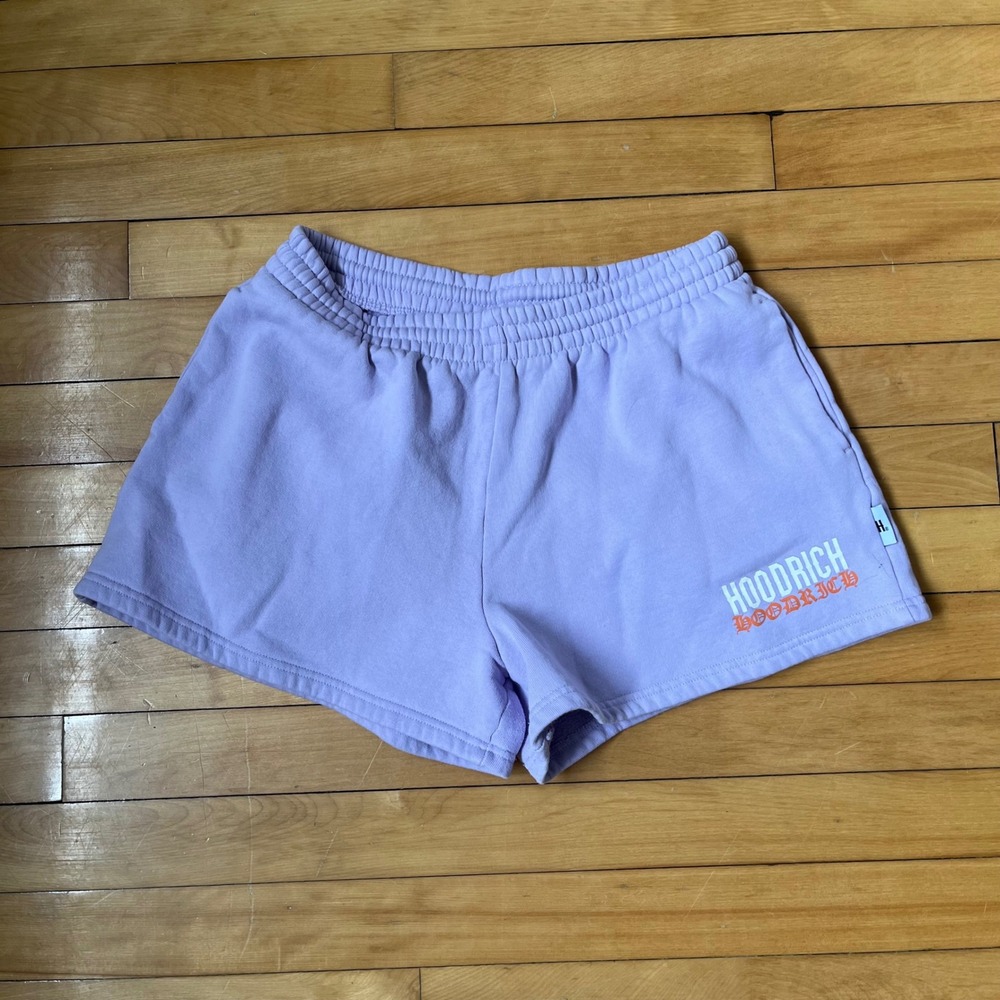 Hoodrich Mens Lavender Purple Fleece Sweat Shorts Size Large Streetwear Logo